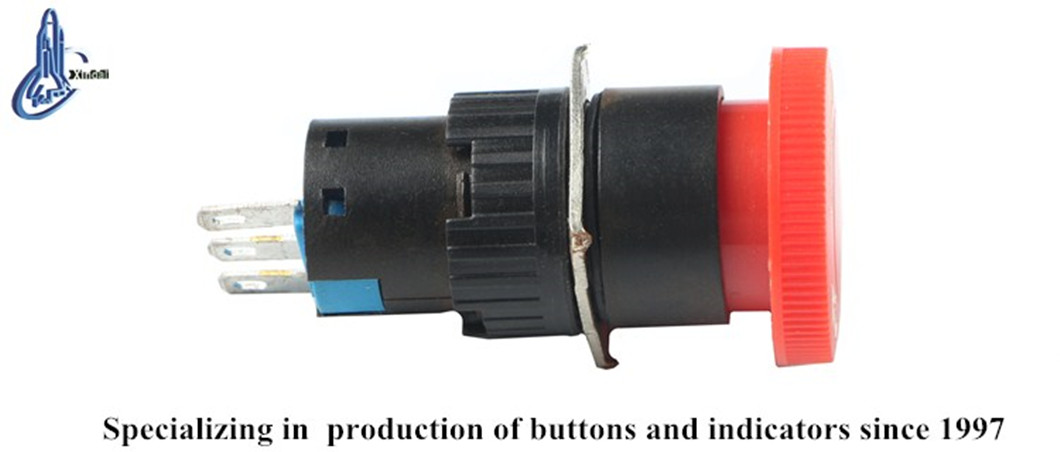 Side profile of the red mushroom head emergency stop switch