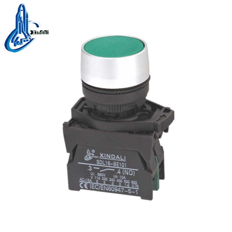 Flush Green IP65 Waterproof Metal Push Button Switch