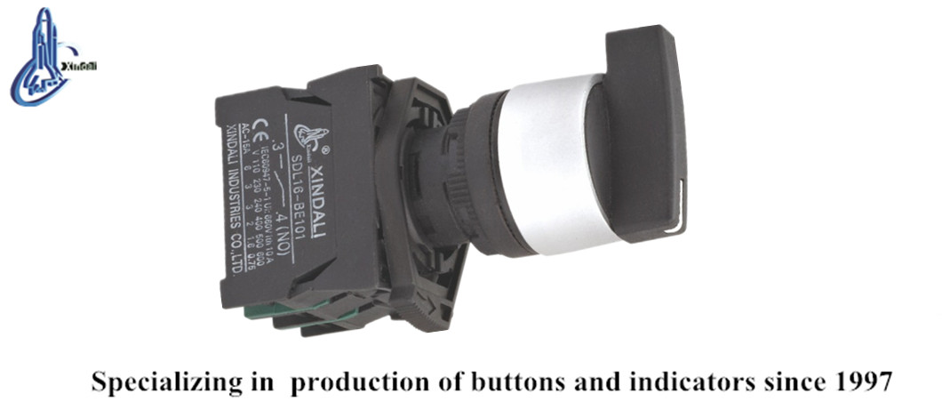 Rotary selector switch technical labeling and contact orientation details.