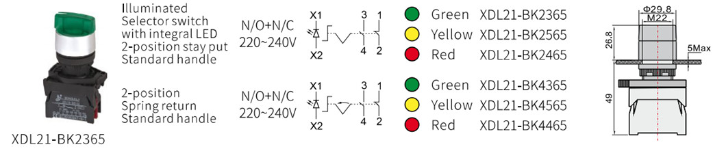 Illuminated selector switch with LED