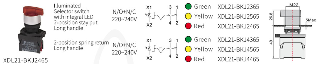 Illuminated selector switch options with LED