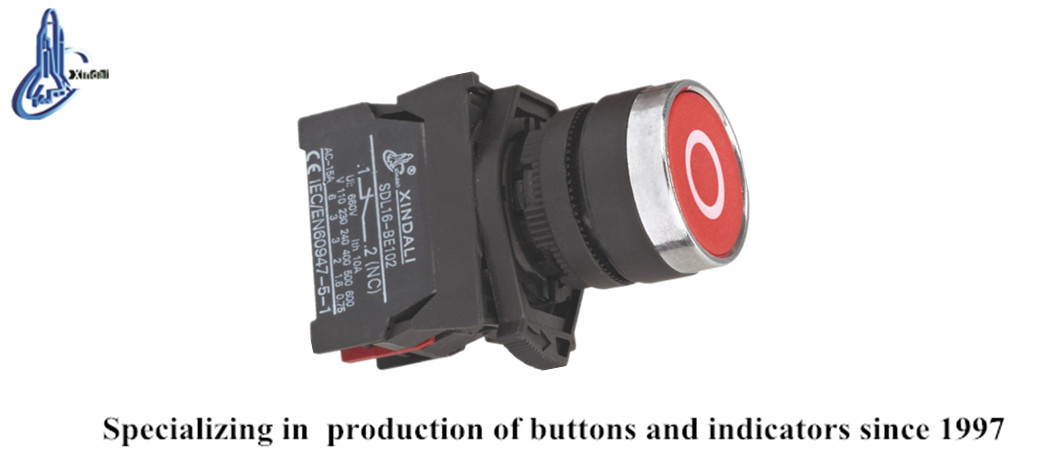 Detailed view of the red push button head