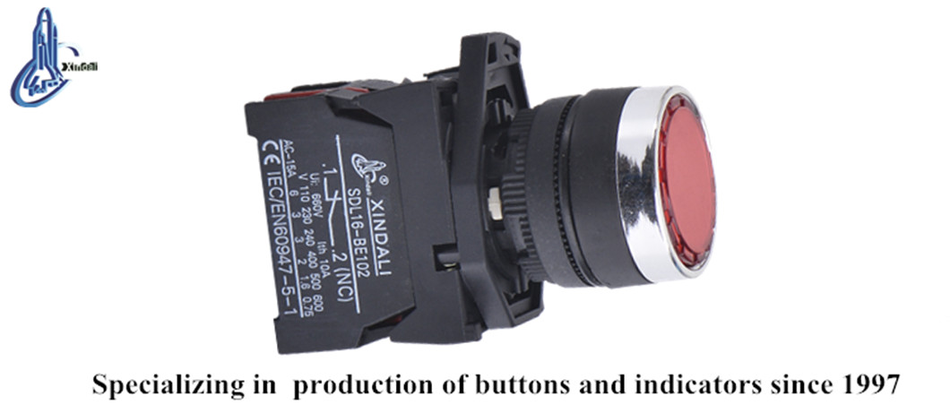 Front view of the industrial illuminated push button