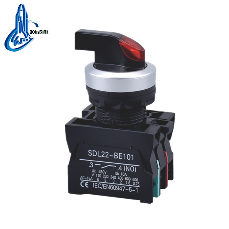 IP67 Long Position Red LED 3-Position Push Button Switch