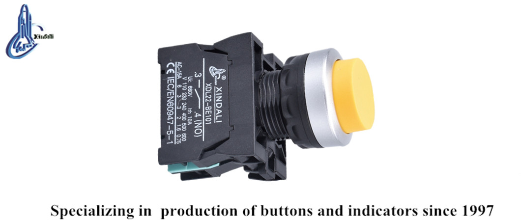 High quality close up of the industrial push button switch