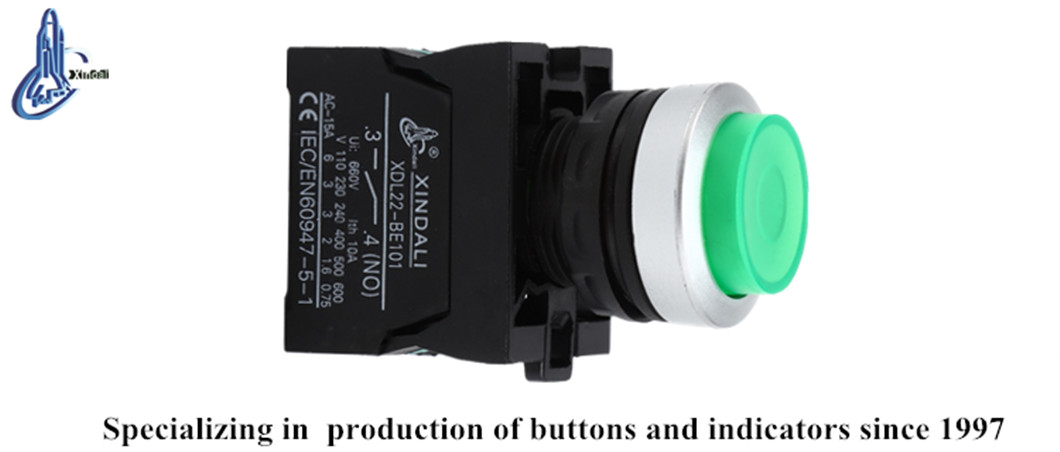 Robust industrial push button switch in professional lighting.