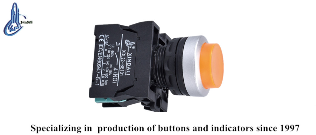 Close up of the XDL22 series convex LED push button