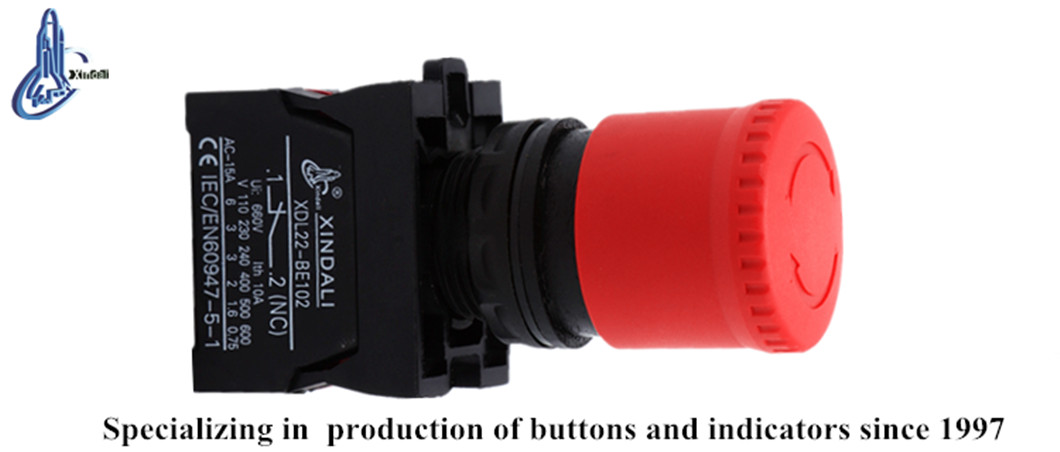Emergency stop button in a real-world industrial application