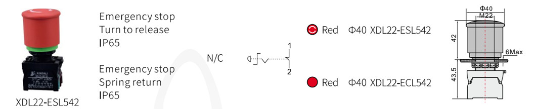 Emergency stop switch dimensional diagram