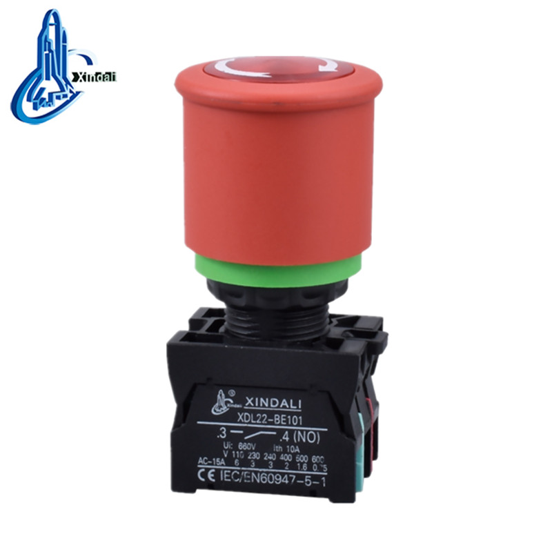 Mushroom Head Emergency Stop Push Button Switch with Light