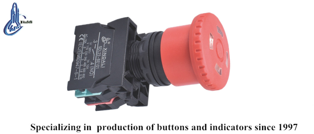 Emergency stop button in industrial setting