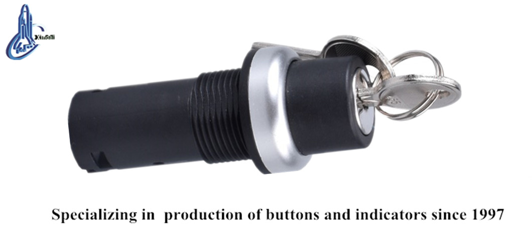 Close-up of the elevator key lock push button switch