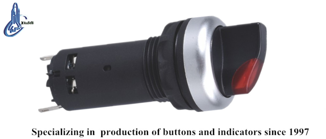 Plastic 3-position indicator light switch close up