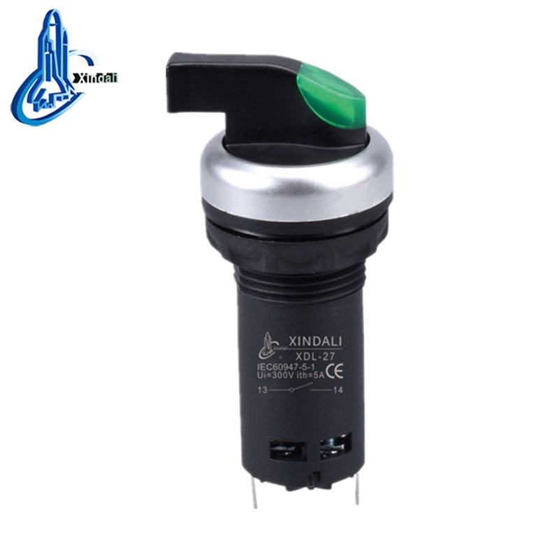 3-Position Selector Switch with Long Handle and Pushbutton