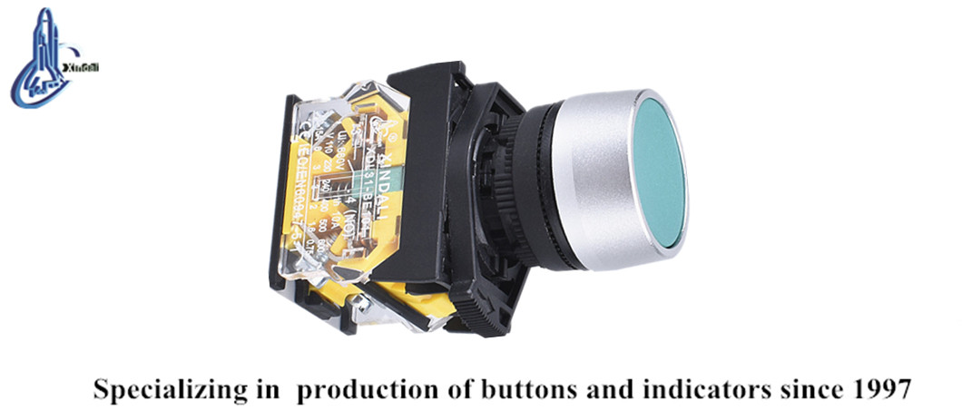 Green metal push button switch component