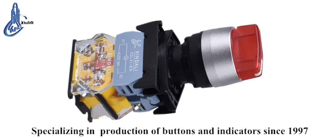 LED illuminated push button switch with red handle