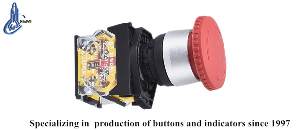 Side profile of industrial emergency stop button