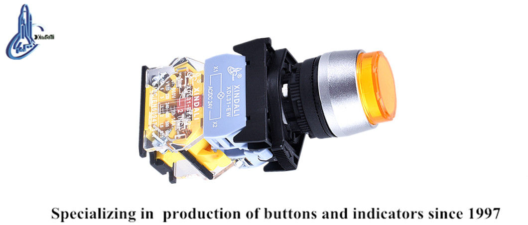 Yellow convex head LED push button switch