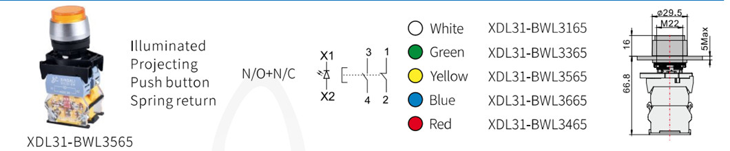 Technical drawing with dimensions and contact configuration