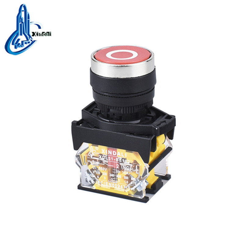 Red Flush Push Button Switch with Symbol