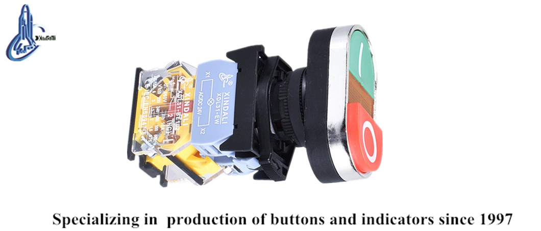 Double head push button with LED indicator