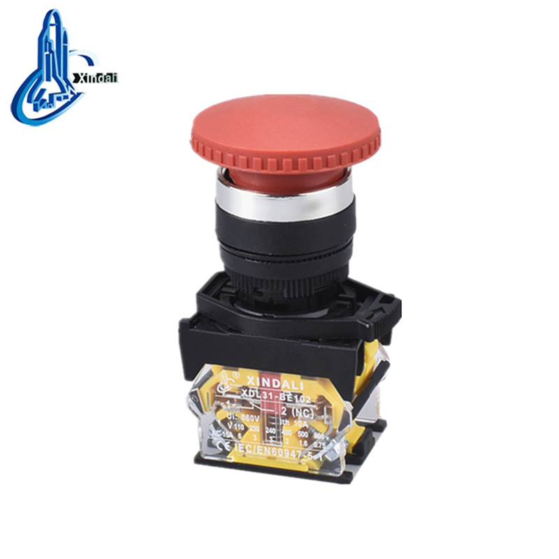 Metal Spring Return Mushroom Head Push Button Switch