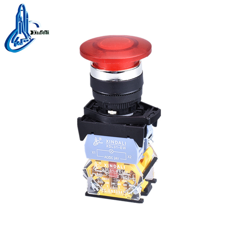 Illuminated Emergency Stop Push Button Switch with Spring Return
