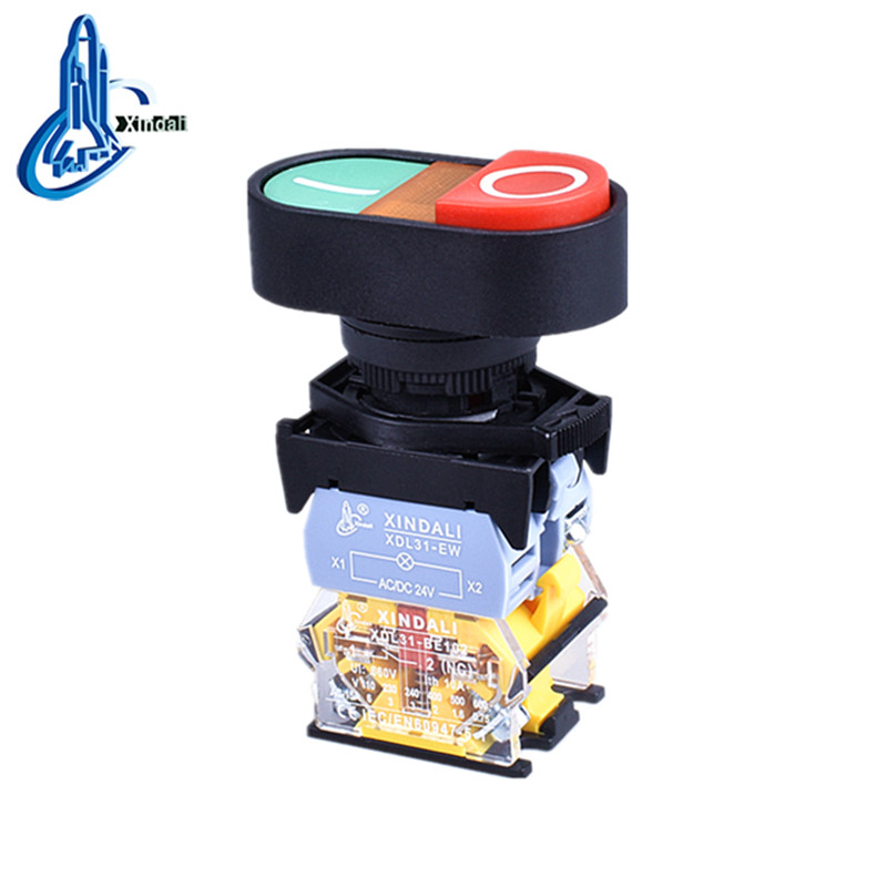 Double Head Push Button Control Switch with Indicator