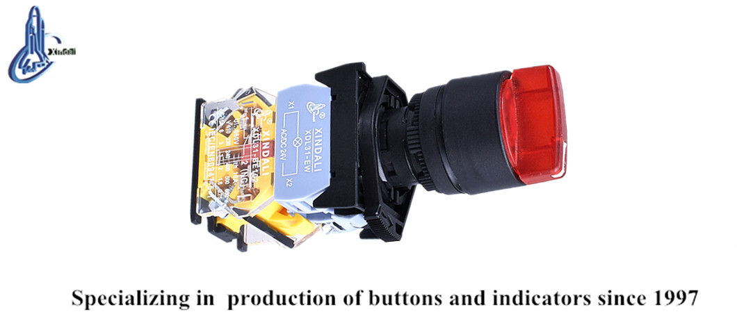 Plastic 3-position push button switch with LED indicator