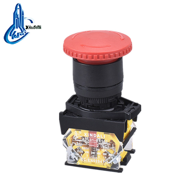 Mushroom Head Emergency Stop Push Button Switch with Lockout