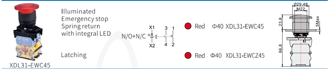 Engineering diagram of the mushroom head switch