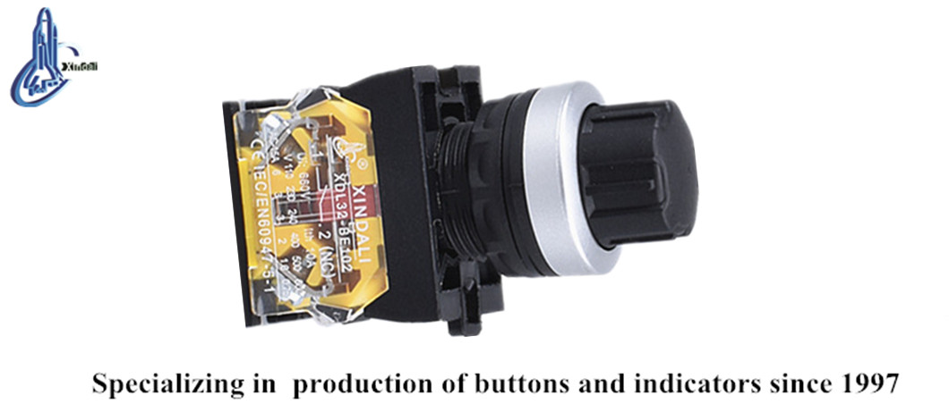 Glock-style industrial rotary selector push button