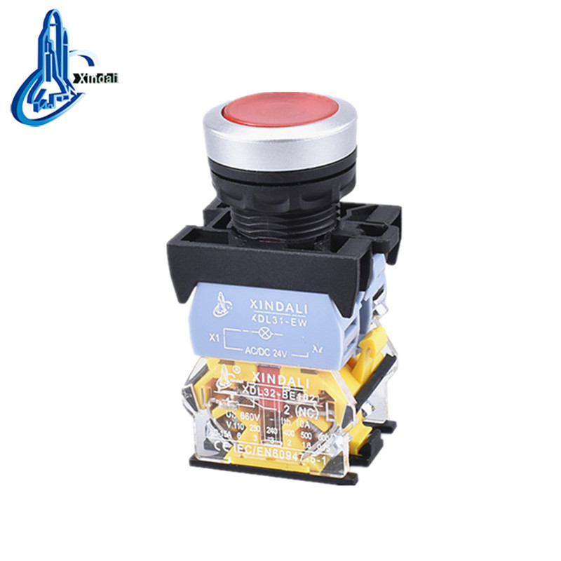 Metal Indicator LED Push Button Switch with Red Lamp