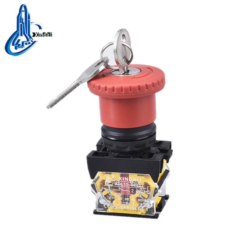 Key Lock Emergency Stop Push Button Switch