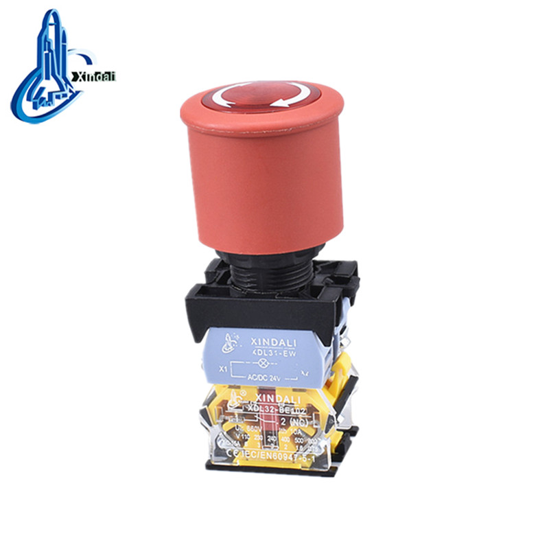 22mm Mushroom Head Emergency Stop Button with LED