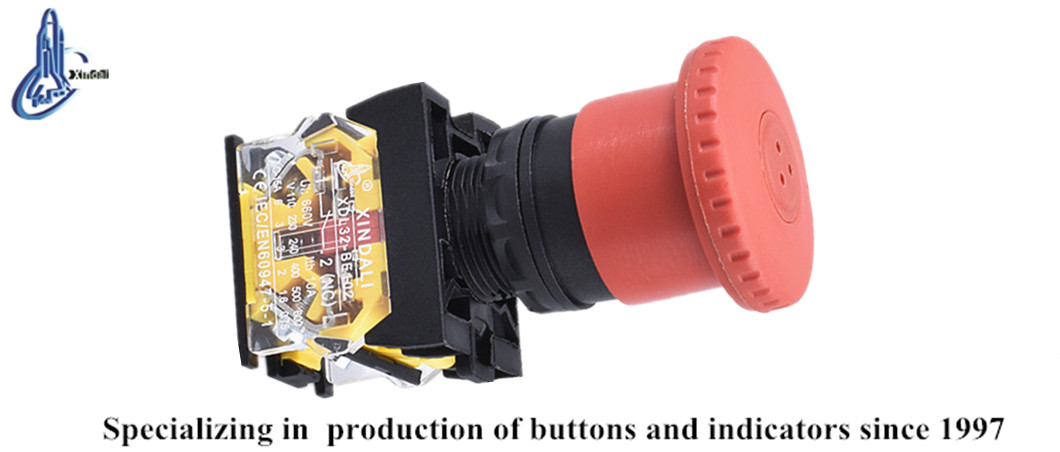 Waterproof 40mm red mushroom head pushbutton