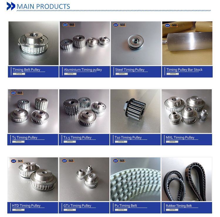 Range of various timing belts and pulleys for industrial applications