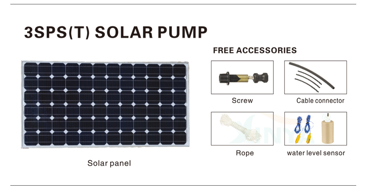 Included accessories kit for solar pump