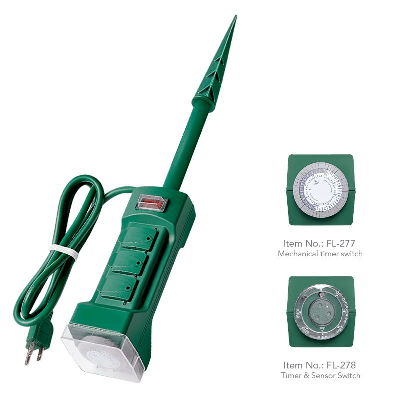 Outdoor Multi-Outlet Power Stake with Timer