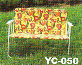 Two-Seater Metal Garden Bench with Floral Cushion