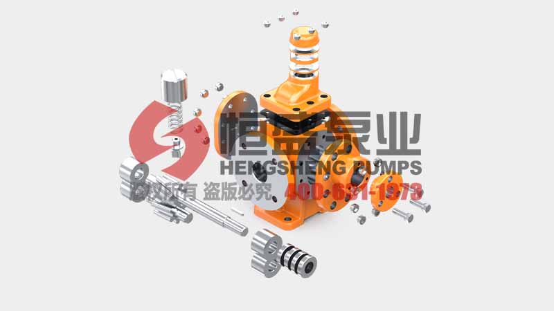 Exploded view of the YCB gear pump internal components