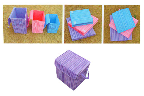 Striped Lidded Storage Box Set