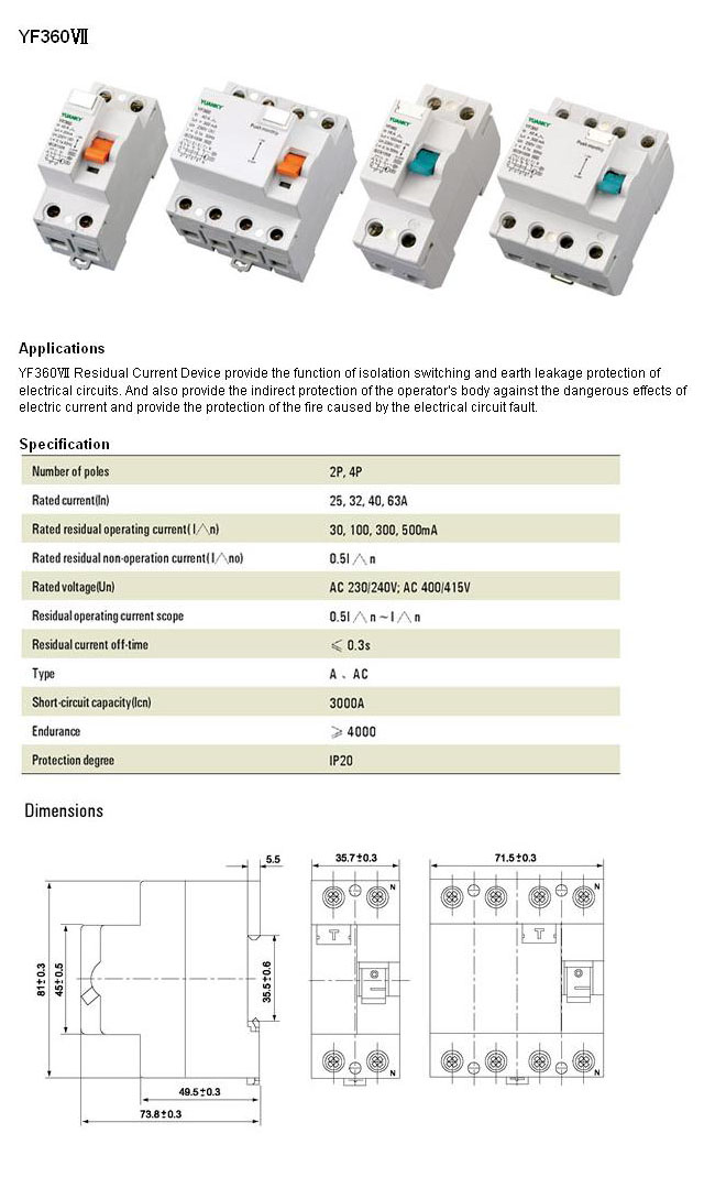 Residual Current Device for Earth Leakage Protection