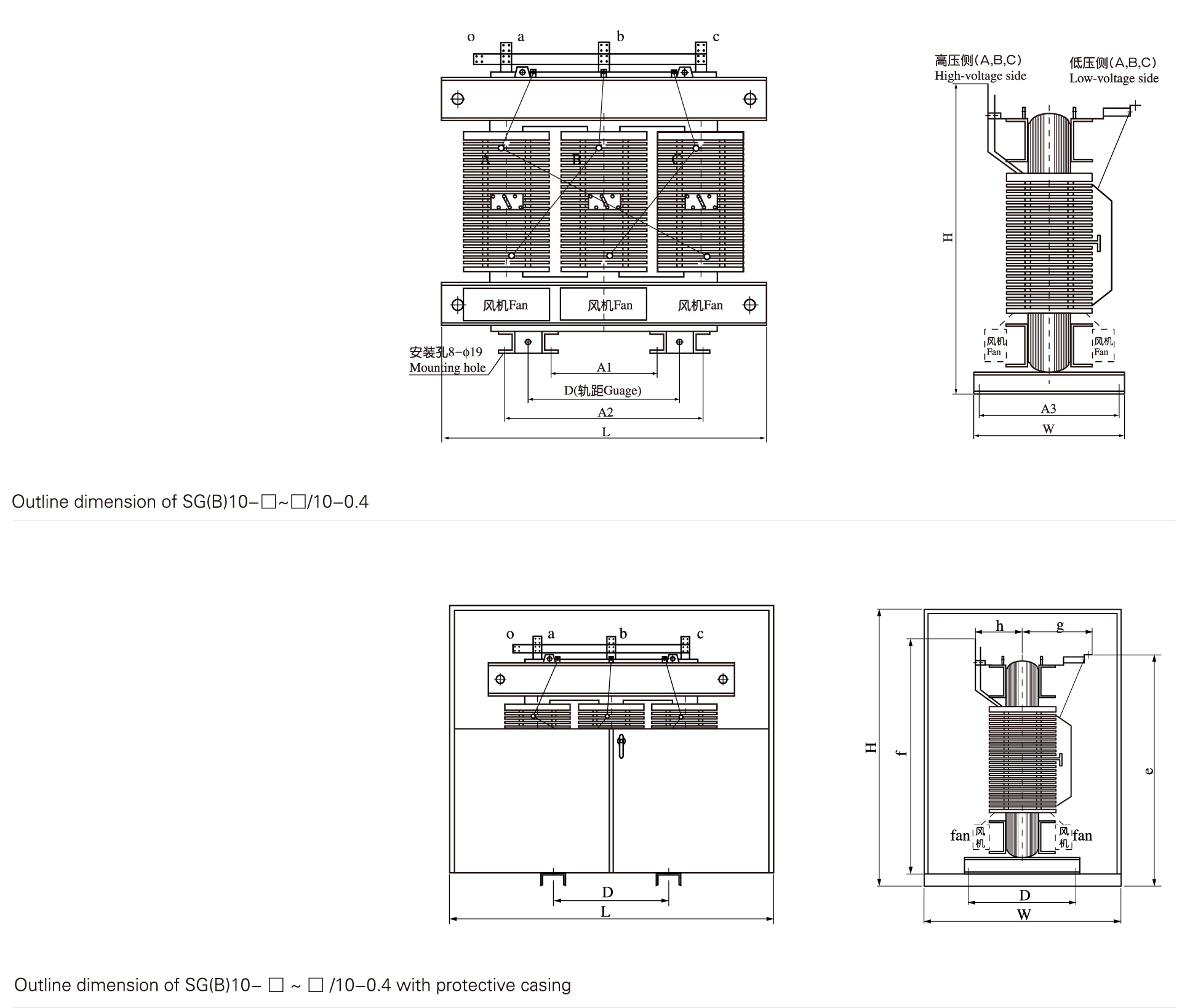 Outline dimensions and mounting hole diagram