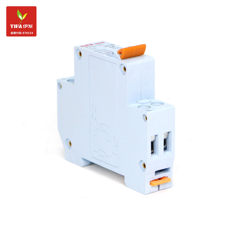Side profile of the miniature circuit breaker showing mounting mechanism