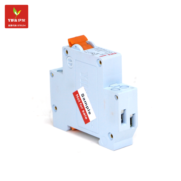 Miniature circuit breaker showing terminal markings