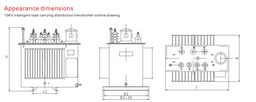 Outline drawing for 10kV intelligent load-carrying transformer