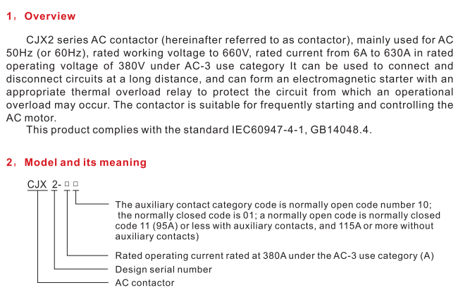 Overview of CJX2 AC Contactor series