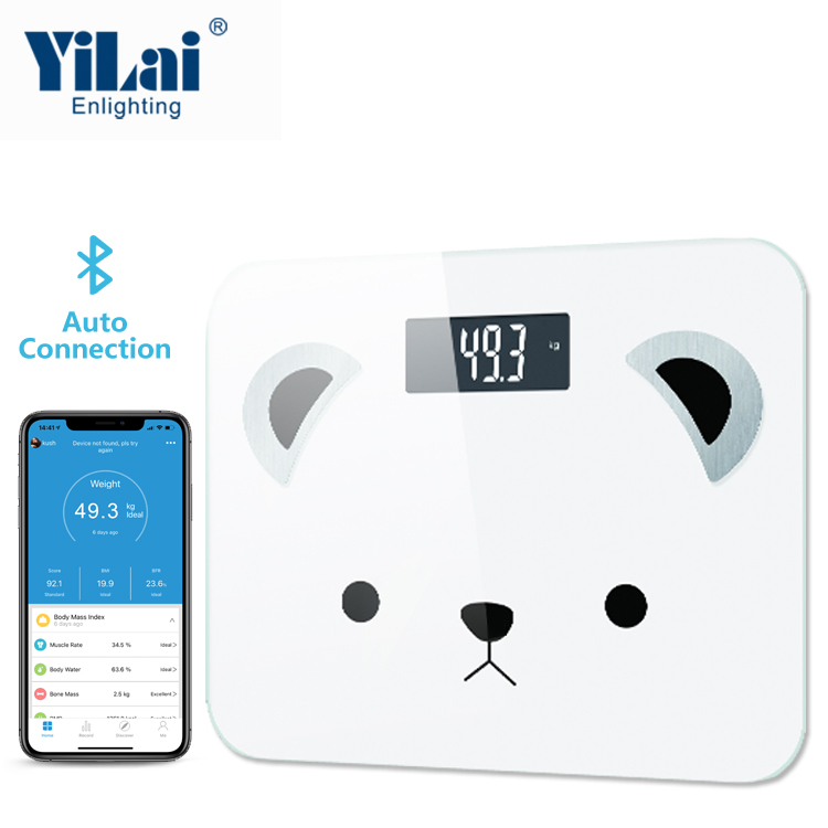 Yilai body fat scale 180kg cute cartoon design LCD display with backlight bluetooth scale - Image 3