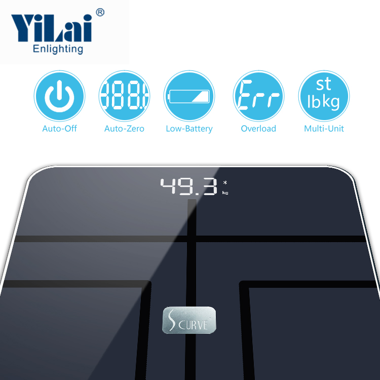 Yilai CE/RoHS approvel electronic ITO tempered glass 180kg Smart Bluetooth scale - Image 3